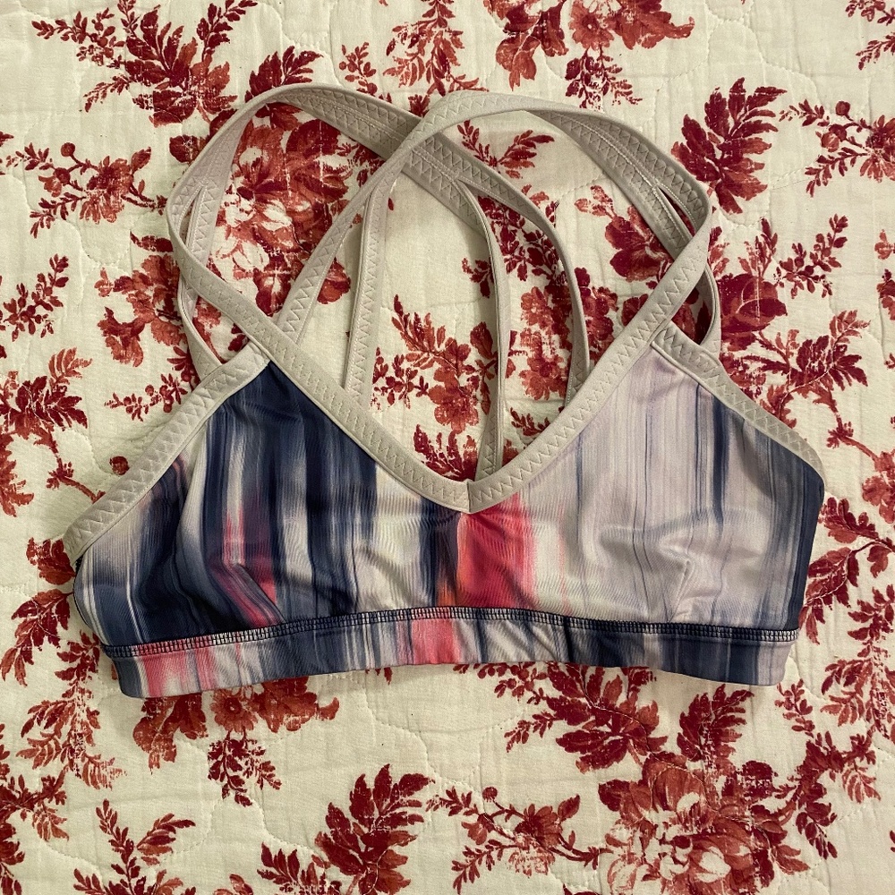 Rare Lululemon Run Round Bra Mirage Deep Indigo White, Size 6
